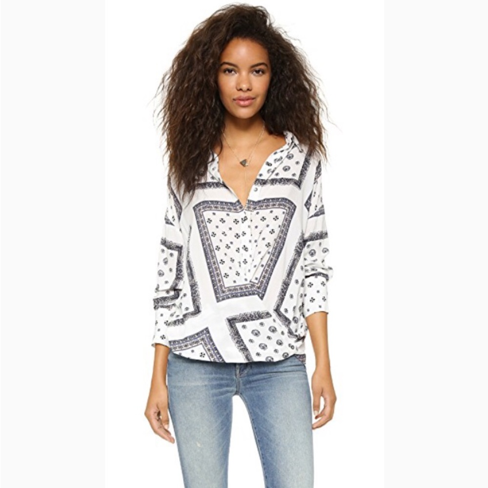 Free People Paisley Floral Wrap Button Down
